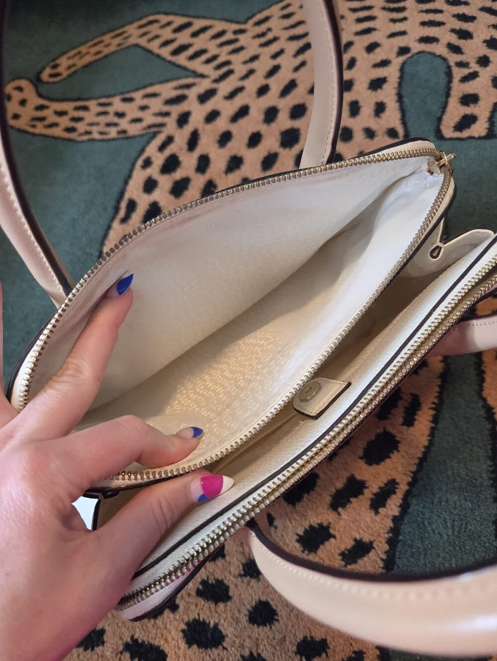 Kate Spade NEW YORK Cream Top Handle Bag with Gold Hardware